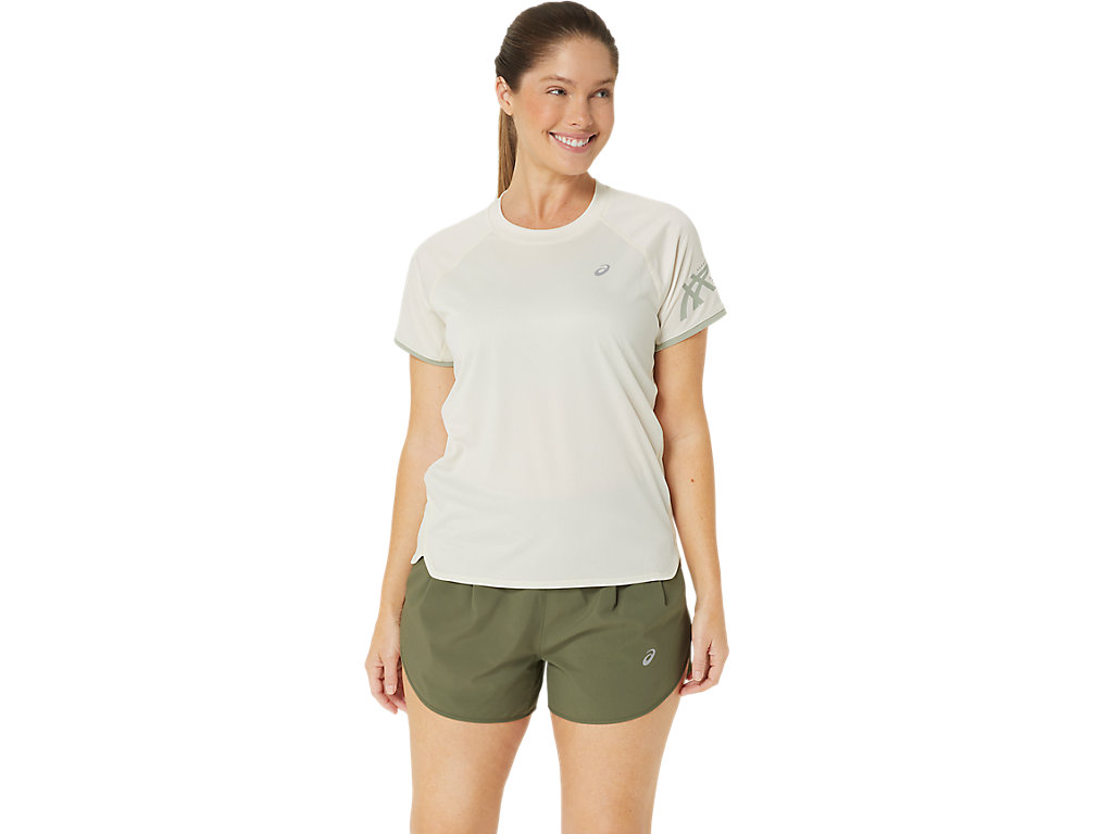 ASICS ICON SS TOP, BIRCH/OLIVE GREY, swatch