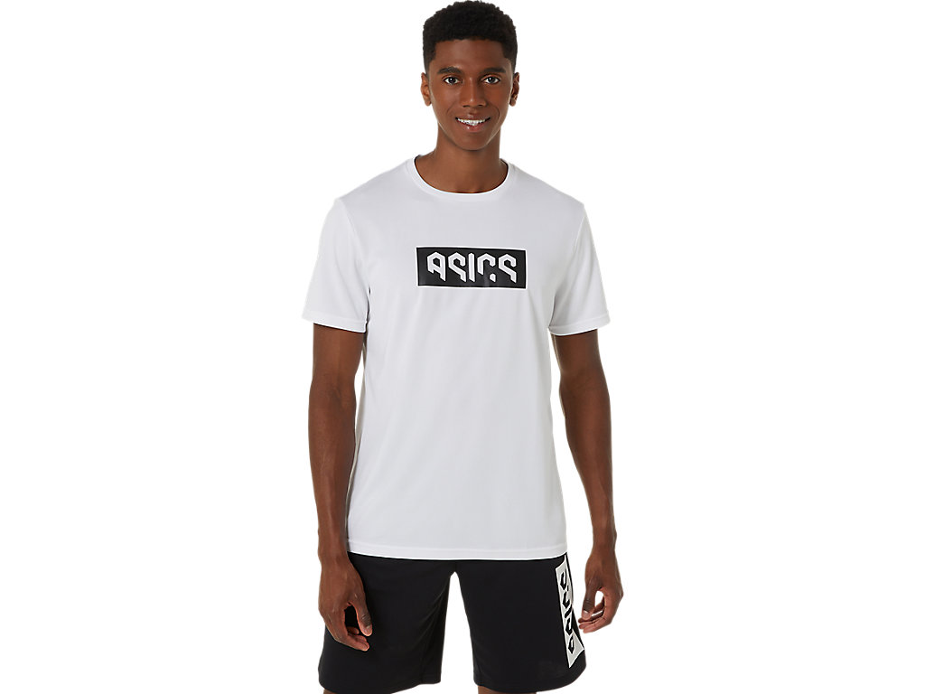 ASICS HEX GRAPHIC DRY SS TEE, BRILLIANT WHITE/PERFORMANCE BLACK, swatch