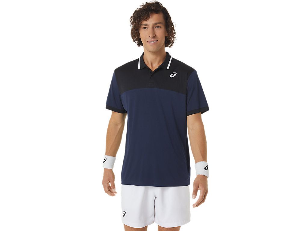 ASICS MEN COURT POLO SHIRT, MIDNIGHT/PERFORMANCE BLACK, swatch