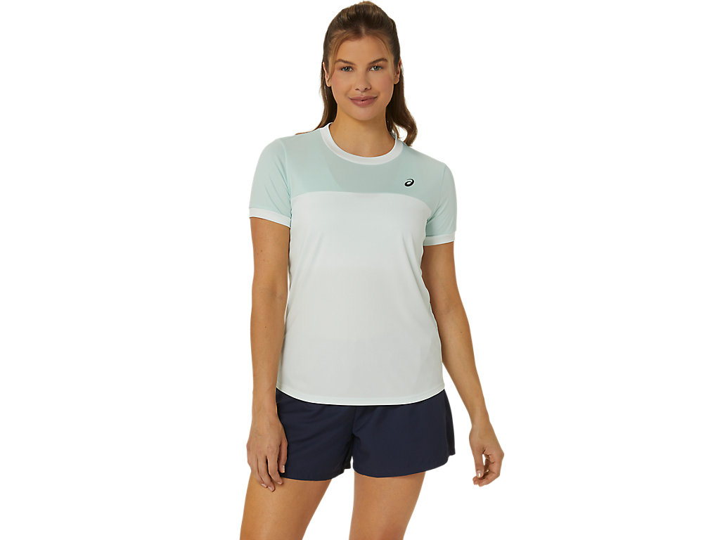 ASICS WOMEN COURT SS TOP, PALE MINT/PALE BLUE, swatch